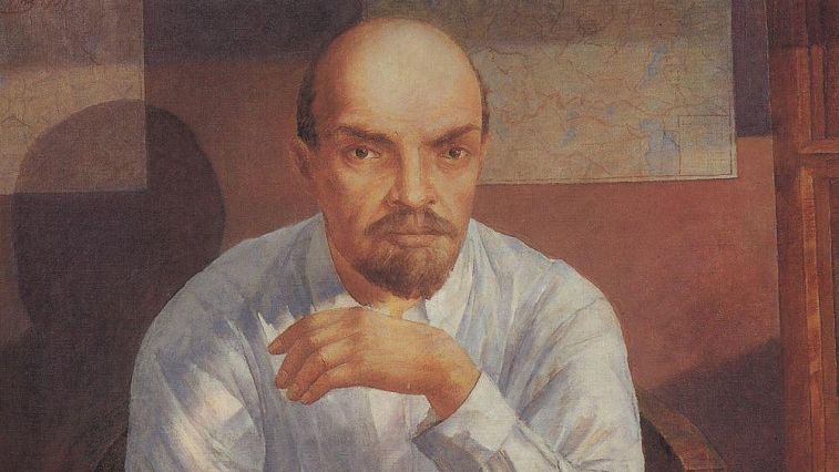 Петров-Водкин Кузьма Сергеевич. Портрет В. И. Ленина (фрагмент). 1934