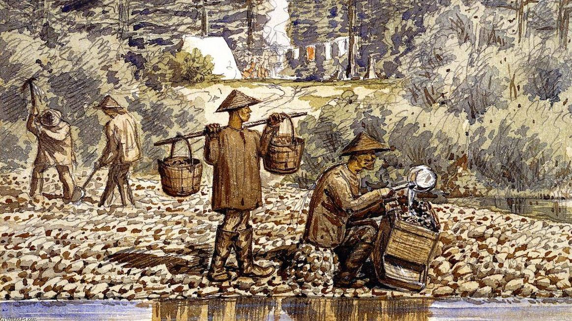 Уильям Джордж Ричардсон Хайнд. Китайские мойщики золота на реке Фрейзер. 1850
