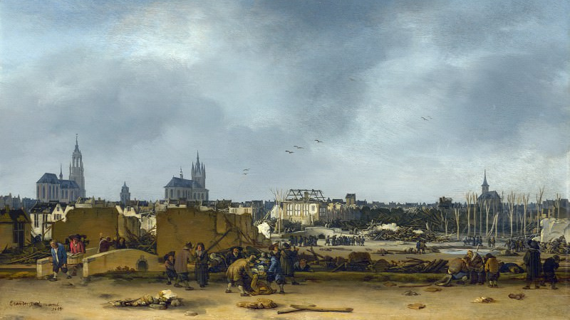 Эгберт ван дер Пул. Вид Делфта после взрыва в 1654 году (фрагмент). 1654