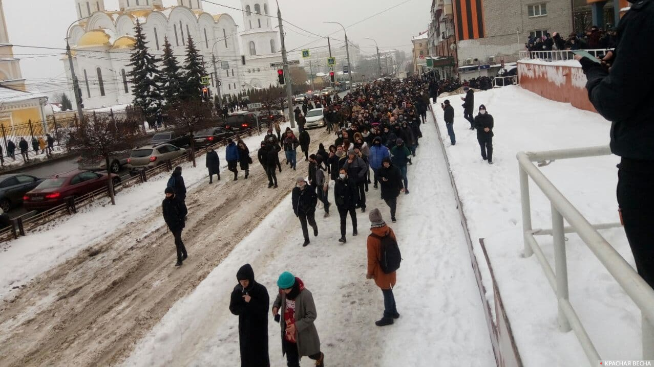 Незаконное шествие в городе Брянске по проспекту Ленина