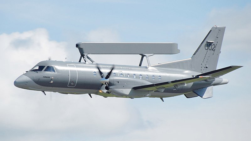 Самолет S•100•B, несущий авиационный комплекс дальнего радиообнаружения и наведения. ВВС Швеции