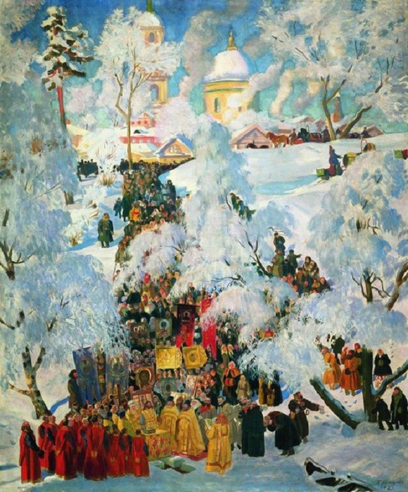 Борис Кустодиев. Крещение. Водосвятие. 1921