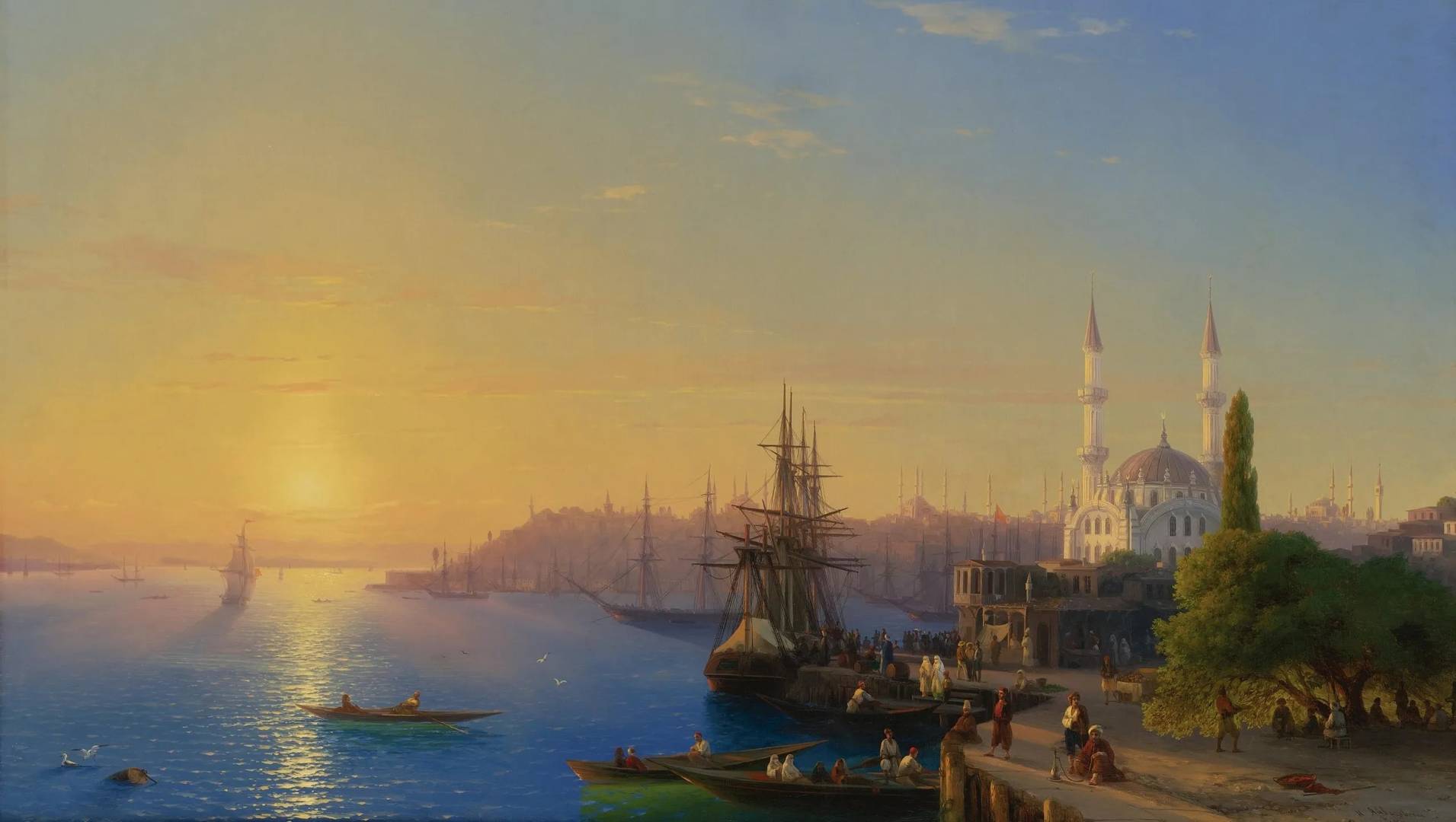 И. Айвазовский. Вид Константинополя и Босфора (фрагмент). 1856