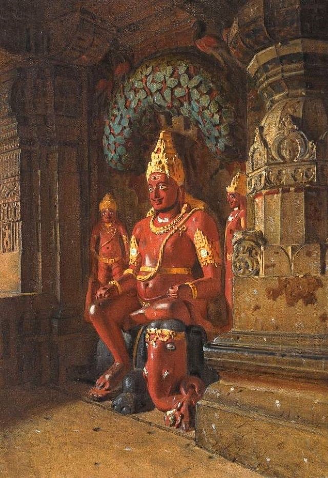 Василий Верещагин. Статуя Вишну в храме Индры в Эллоре. 1874