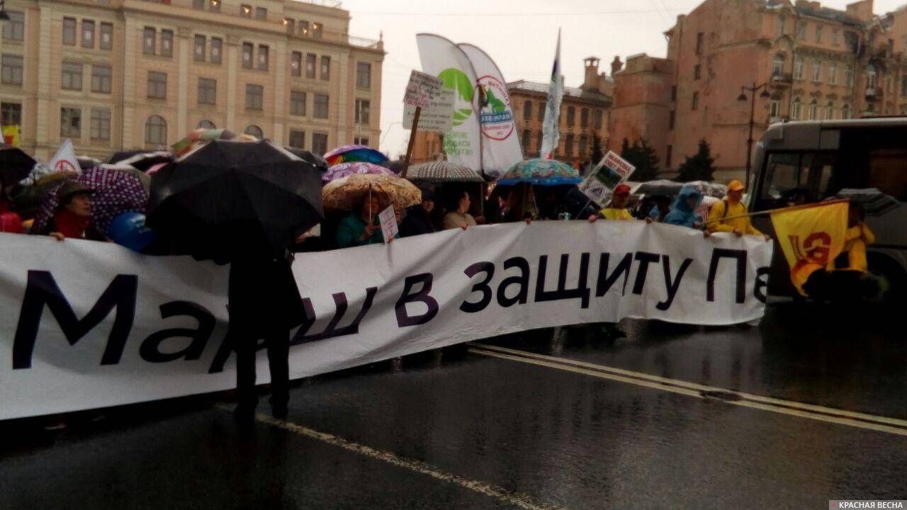 Колонна градозащитников на первомайском шествии в Санкт-Петербурге