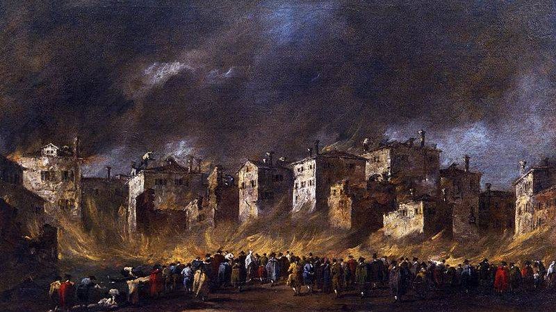Франческо Гварди. Пожар в Нефтебазе Сан-Маркуола. 1789