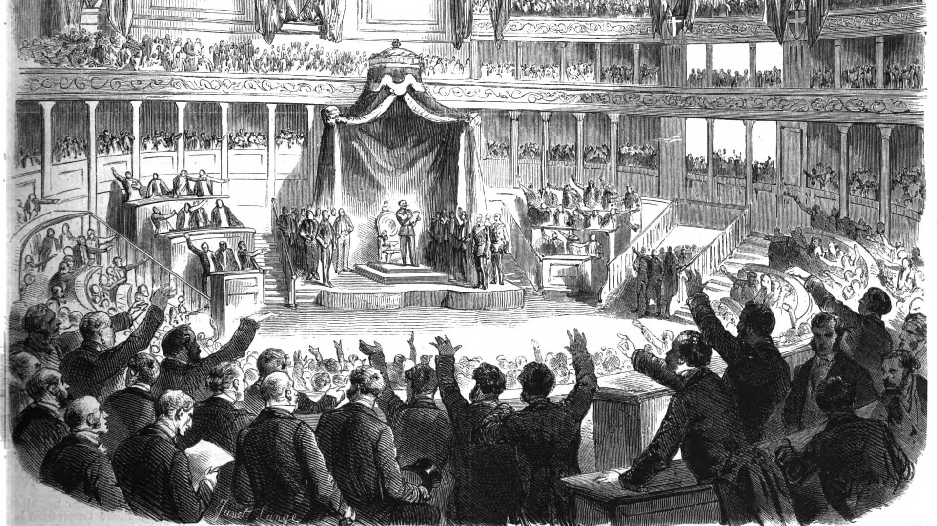 Неизвестный хужожник. Открытие парламента королевства Сардиния в 1860 году (фрагмент)
