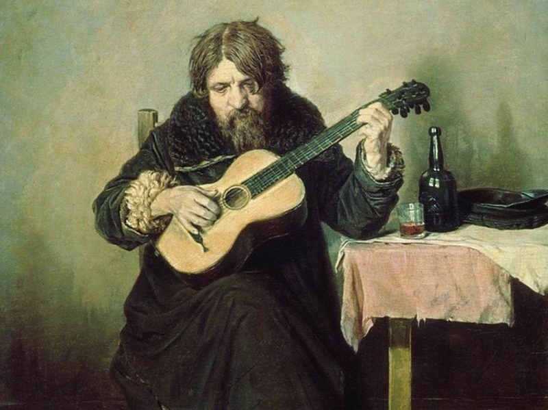 Василий Перов. Гитарист-бобыль (фрагмент). 1865