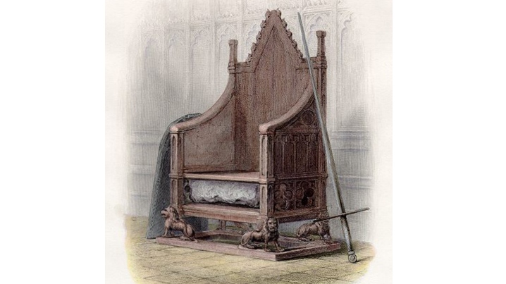 Трон короля Эдуарда, в основании которого находился Скунский камень. Вестминстерское аббатство, 1855