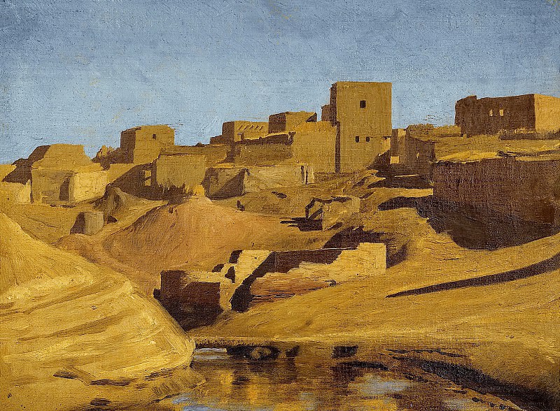 Жан-Леон Жером. Восточный пейзаж с укрепленным городом. 1868