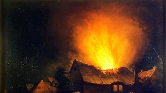 Эгберт Ливенс ван дер Пул. Пожар в деревне. XVII век (фрагмент)