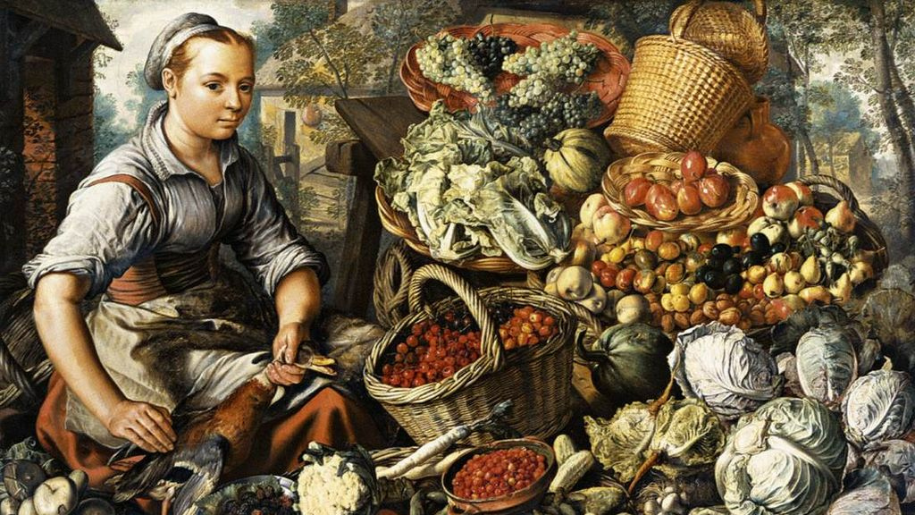 Иоахим Бейкелар. Продащица с фруктами, овощами и птицей. 1564