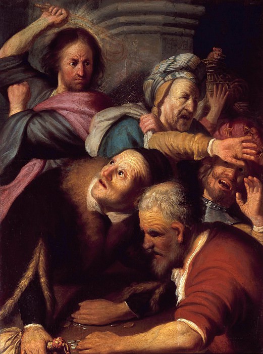 Рембрант. Изгнание торгующих из храма. 1626 год.