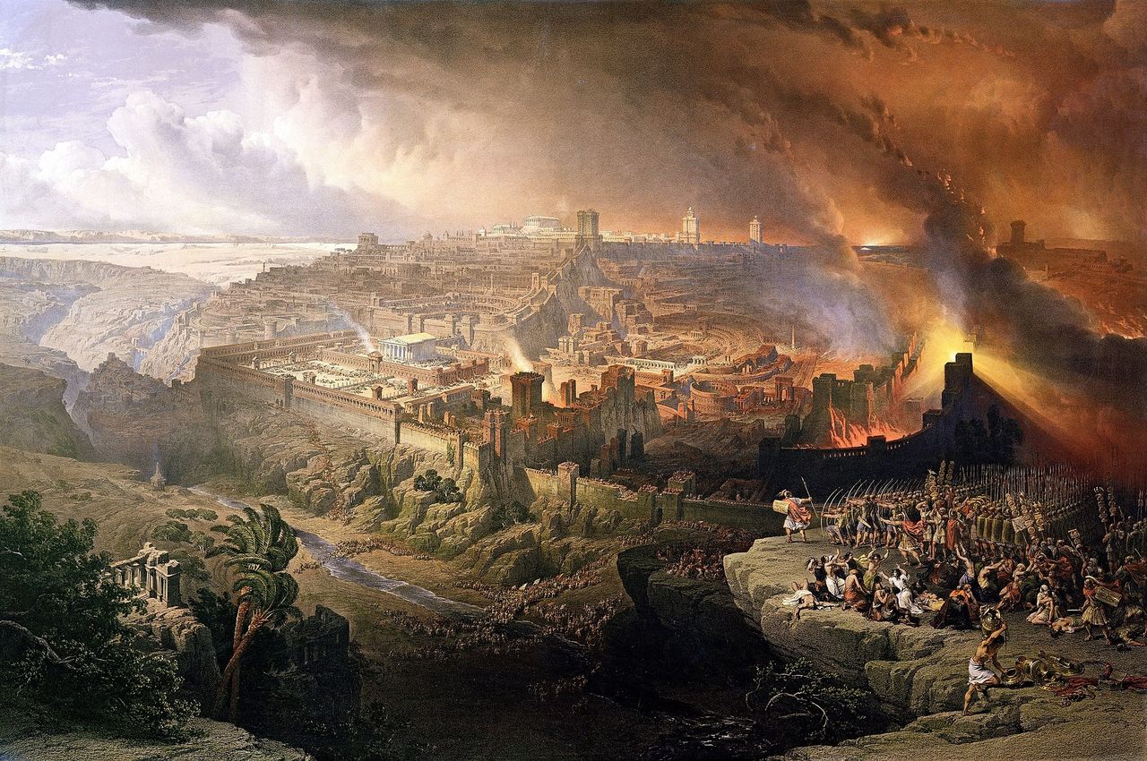 Дэвид Робертс. Осада Иерусалима римлянами в 70 году. 1850 год
