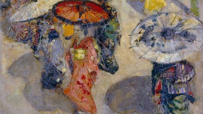 Эдвард Хорнел. Уличная сцена, Токио (фрагмент). 1894