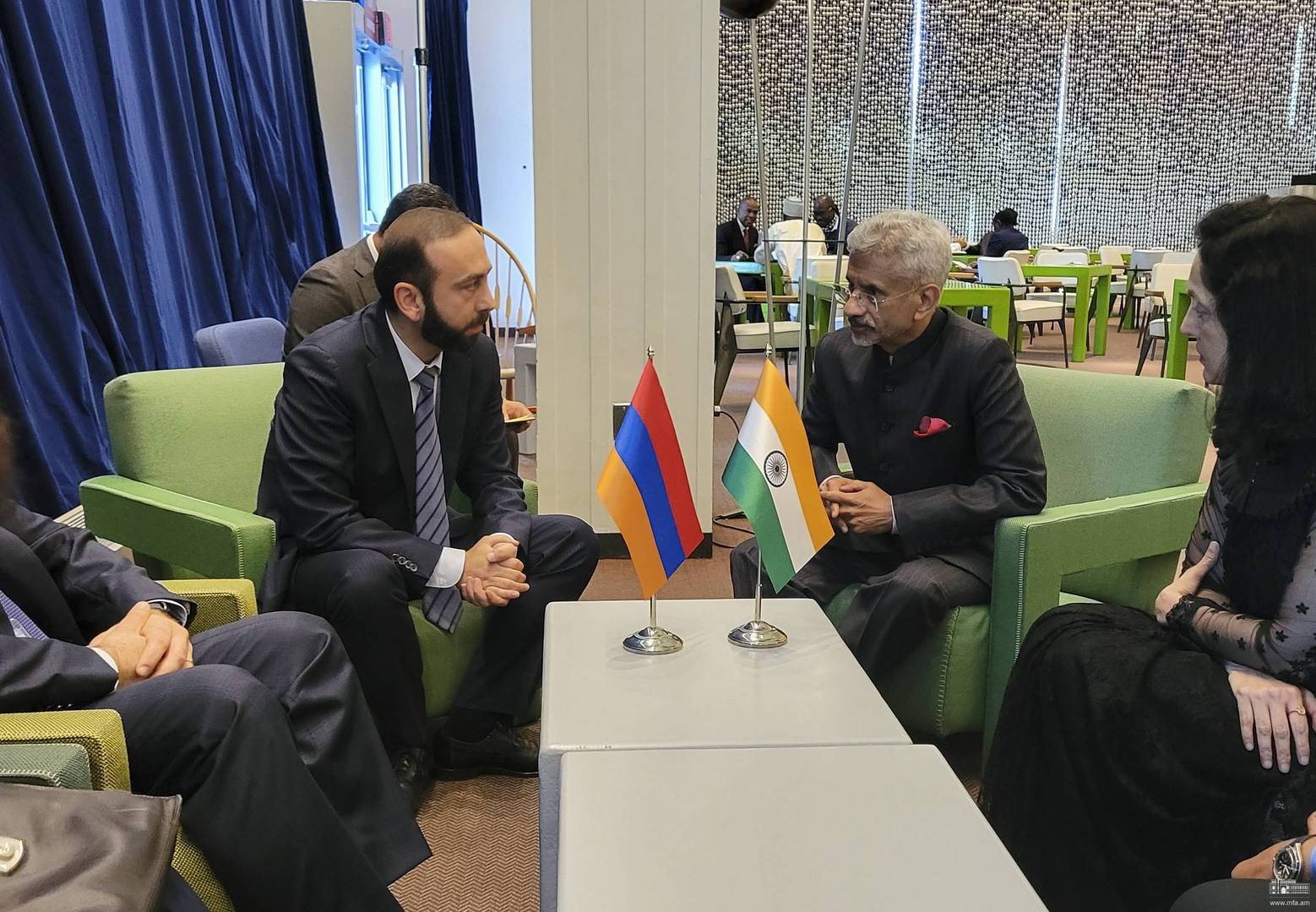 Встреча главы МИД Армении Арарата Мирзояна с его коллегой из Индии Субраманьямом Джайшанкаром, Нью-Йорк, 24 сентября 2022 года