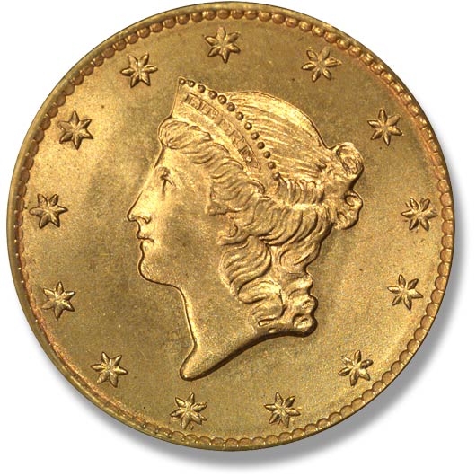 1849 Аверс золотого доллара I типа