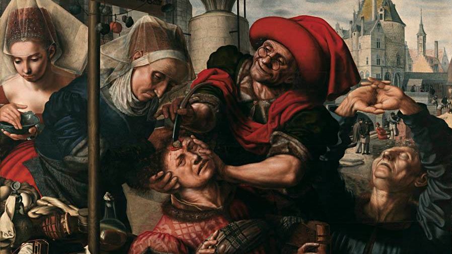 Ян ван Хемессен. Извлечение камней глупости (Фрагмент). 1545—1550