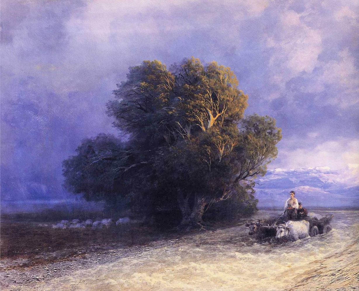 И.К. Айвазовский. Телега с волами пересекает затопленную равнину 1897