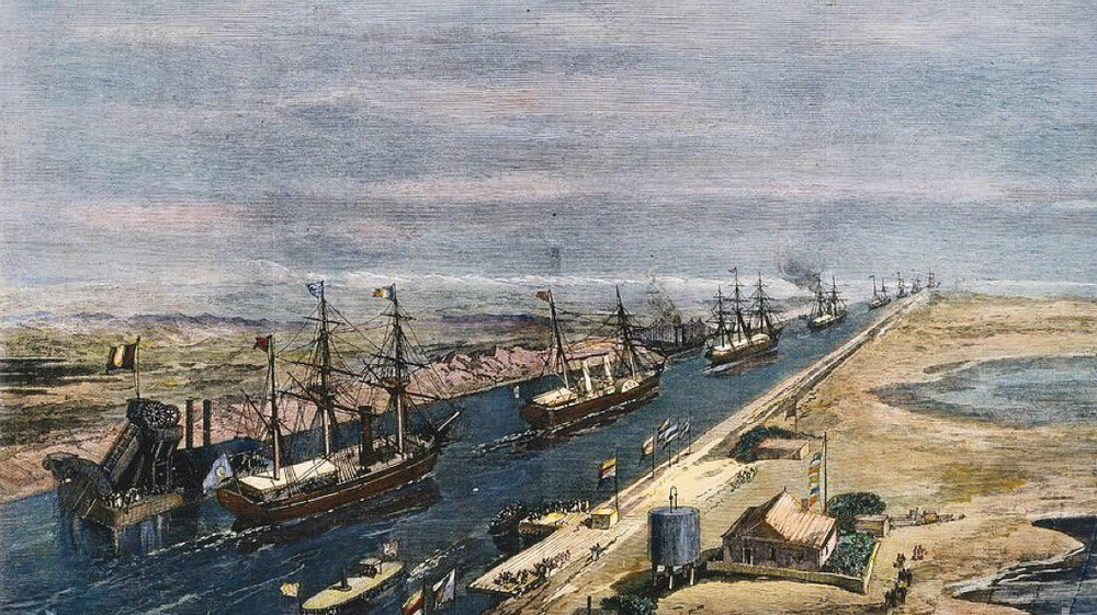 Суэцкий канал. Британская открытка конца XIX века