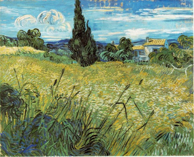 Ван Гог. Зеленое пшеничное поле с кипарисом. 1889