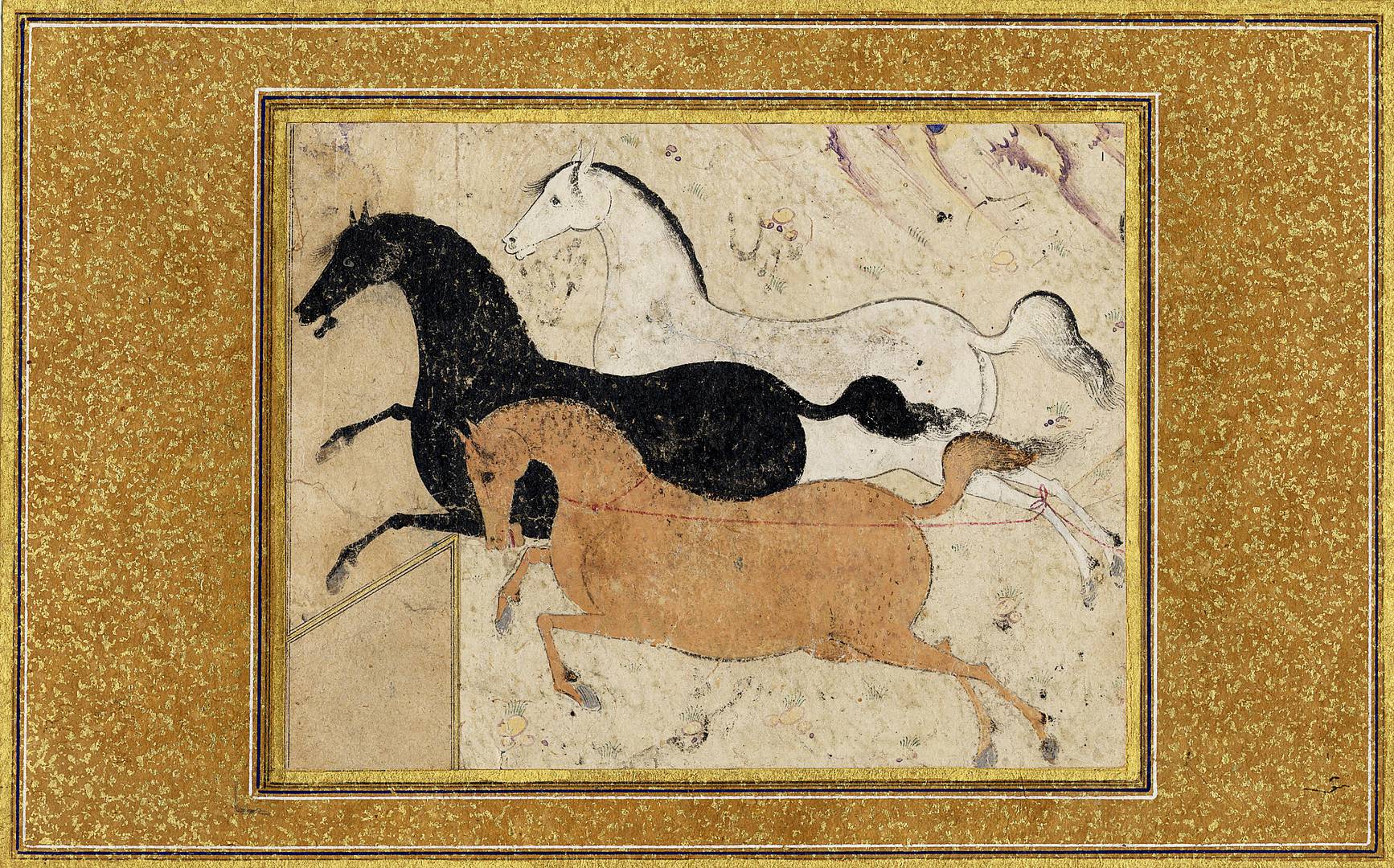 Три лошади в галопе. Персия, середина XVI в.