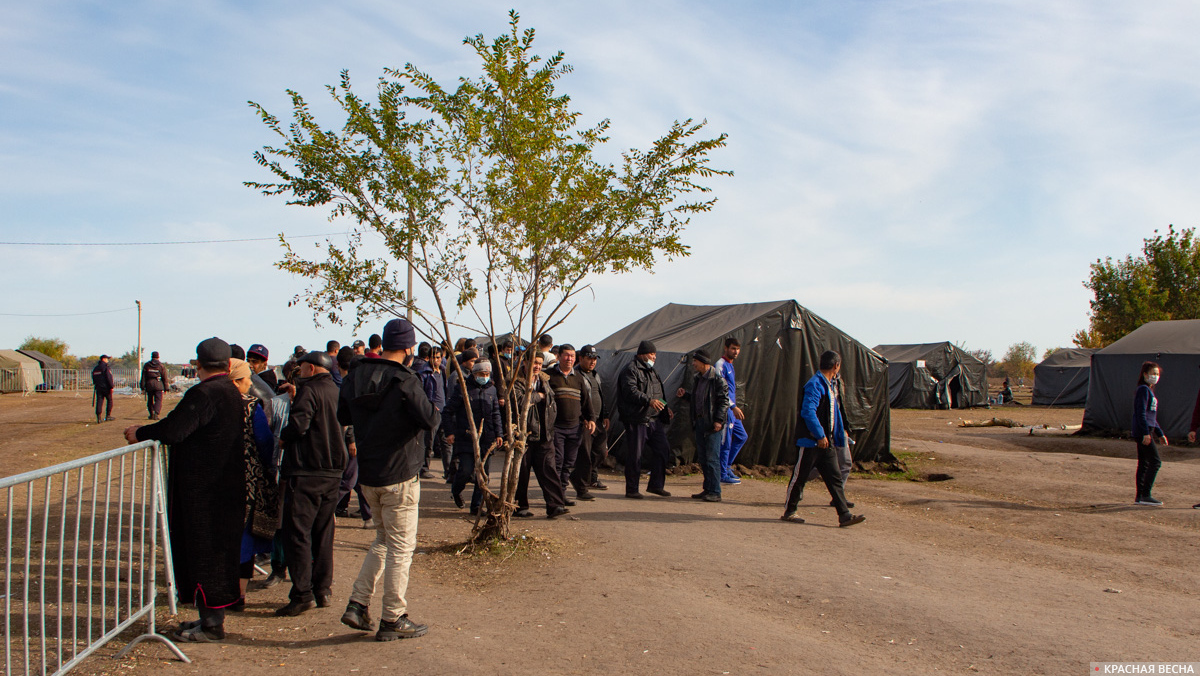 Мигранты в палаточном лагере