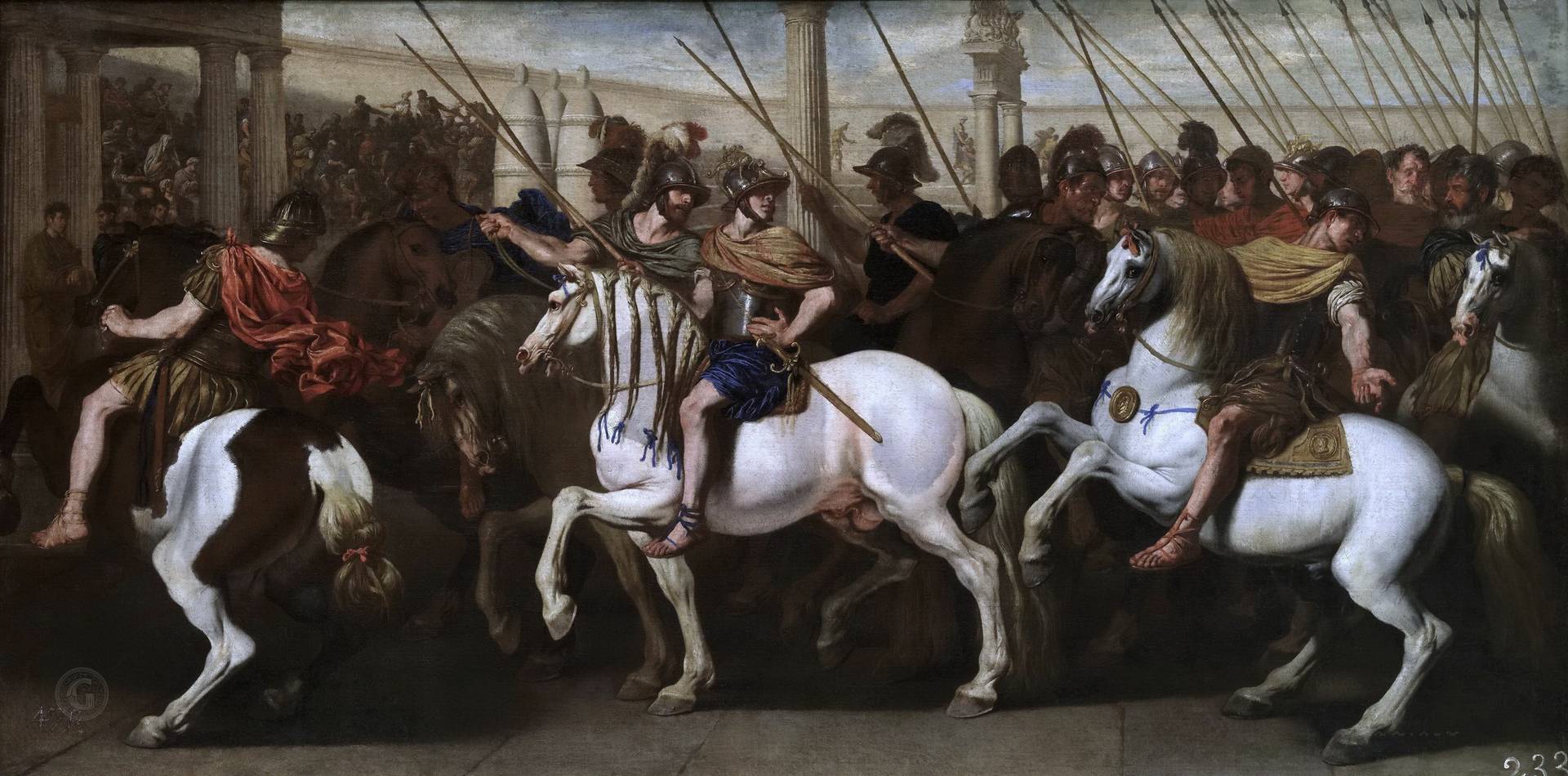 Аньелло Фальконе. Римские солдаты в цирке. Ок. 1640