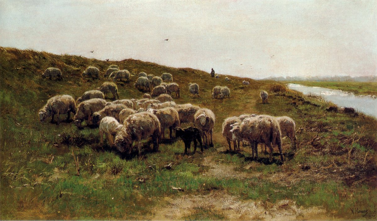 Антон Мауве. Овцы на пастбище. 1870