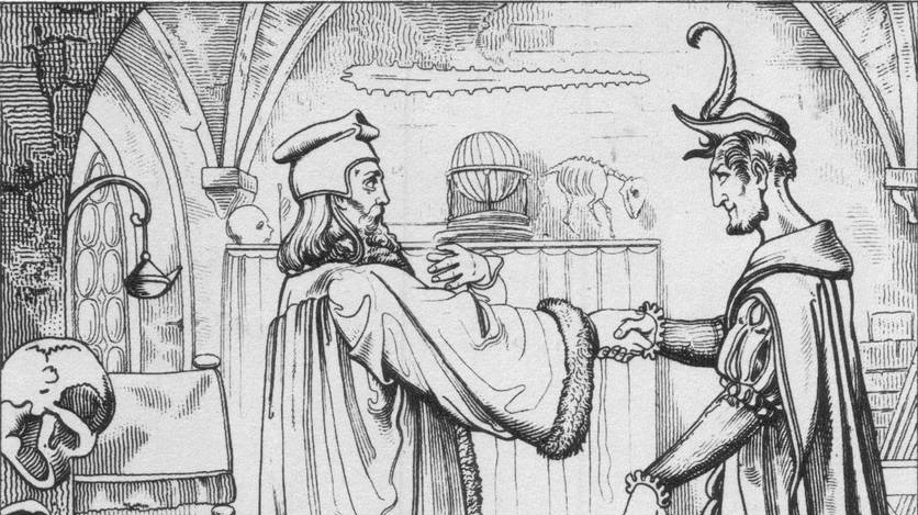 Адольф Гнаут. Договор с дьяволом (фрагмент). Около 1840