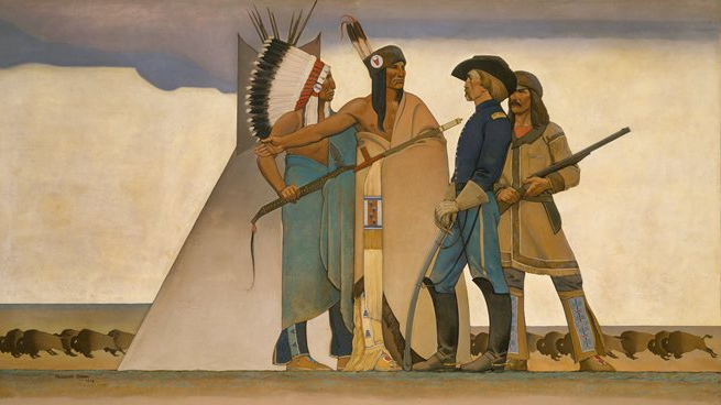Мейнард Диксон. Индейцы и солдаты. 1939