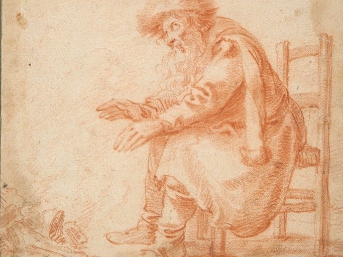 Питер Янс Кваст. Старик греет руки у огня (фрагмент)