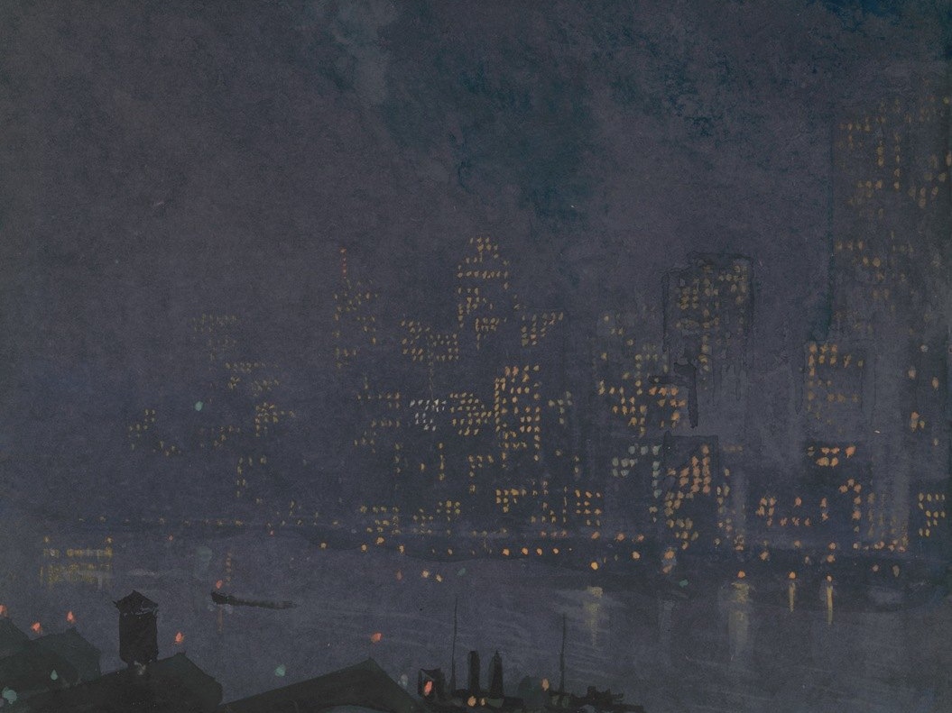Джозеф Пеннелл. Небоскрёбы ночью. 1910