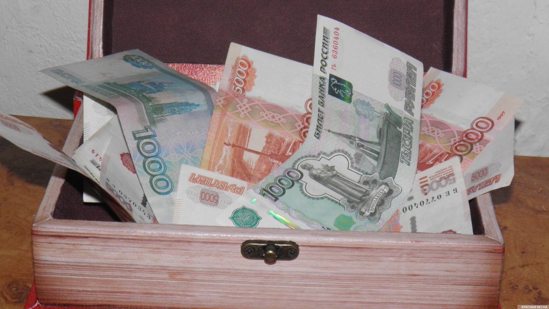 Шкатулка с деньгами, рубли