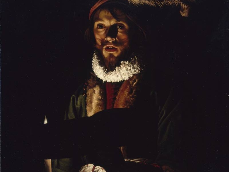 Адам де Костер. Мужчина, поющий при свете свечи (фрагмент). 1625-1635