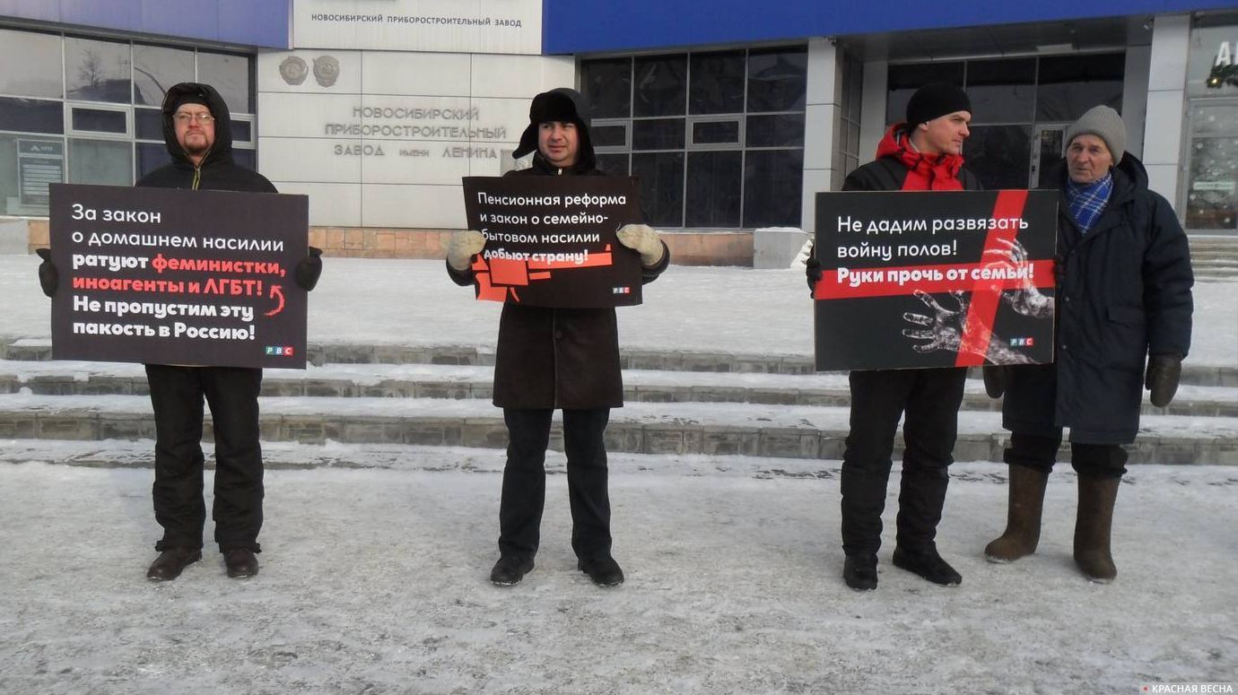 Пикет против закона о семейно-бытовом насилии в Новосибирске