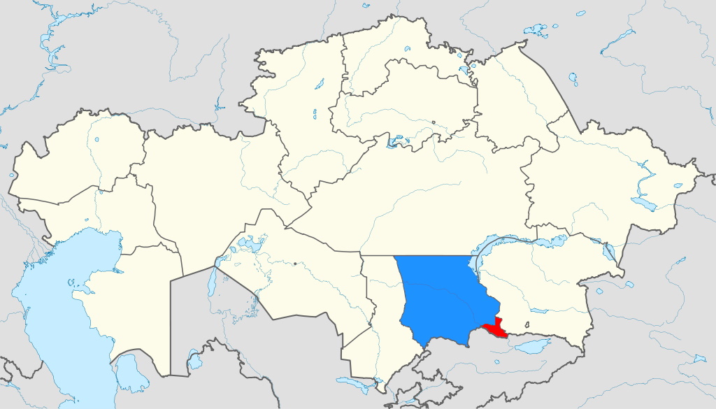 Кордайский район на карте Казахстана