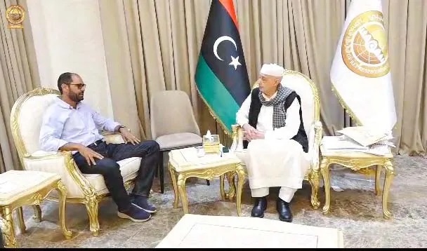 Встреча главы парламента Ливии Агилы Салеха (справа) и министра здравоохранения Ливии доктора Османа Абделя Джалиля