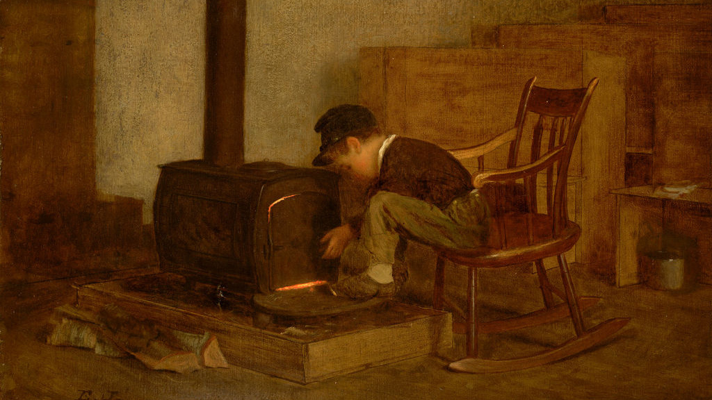 Истман Джонсон. Школьник возле дровяной печки. 1879