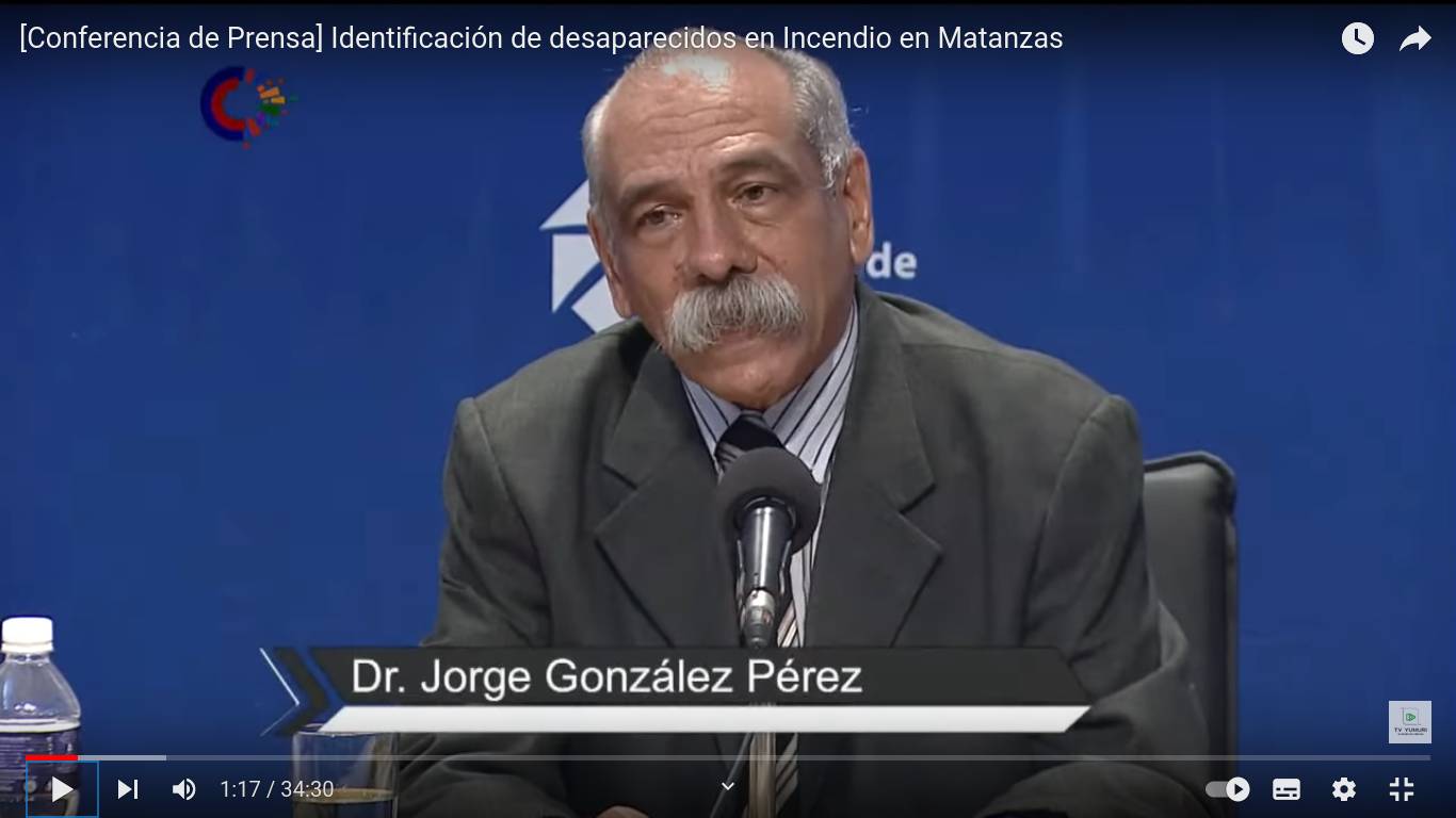 Пресс-конференция доктора судебной медицины Хорхе Гонсалеса о процессе идентификации погибших на техногенном пожаре в кубинской провинции Матансас