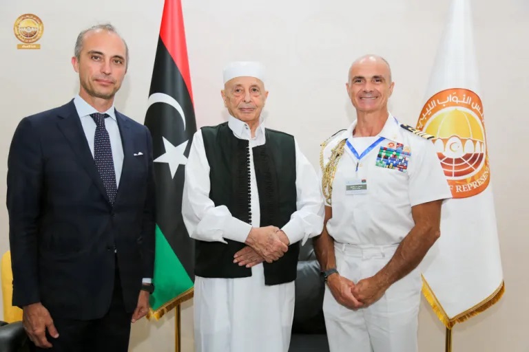 Встреча главы парламента Ливии Агилы Салеха с послом Италии в Ливии Джанлукой Альберини