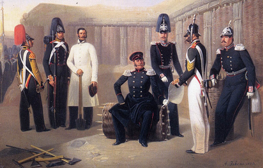 А. И. Гебенса. Сапёры Лейб-гвардии Сапёрного батальона (фрагмент). 1853