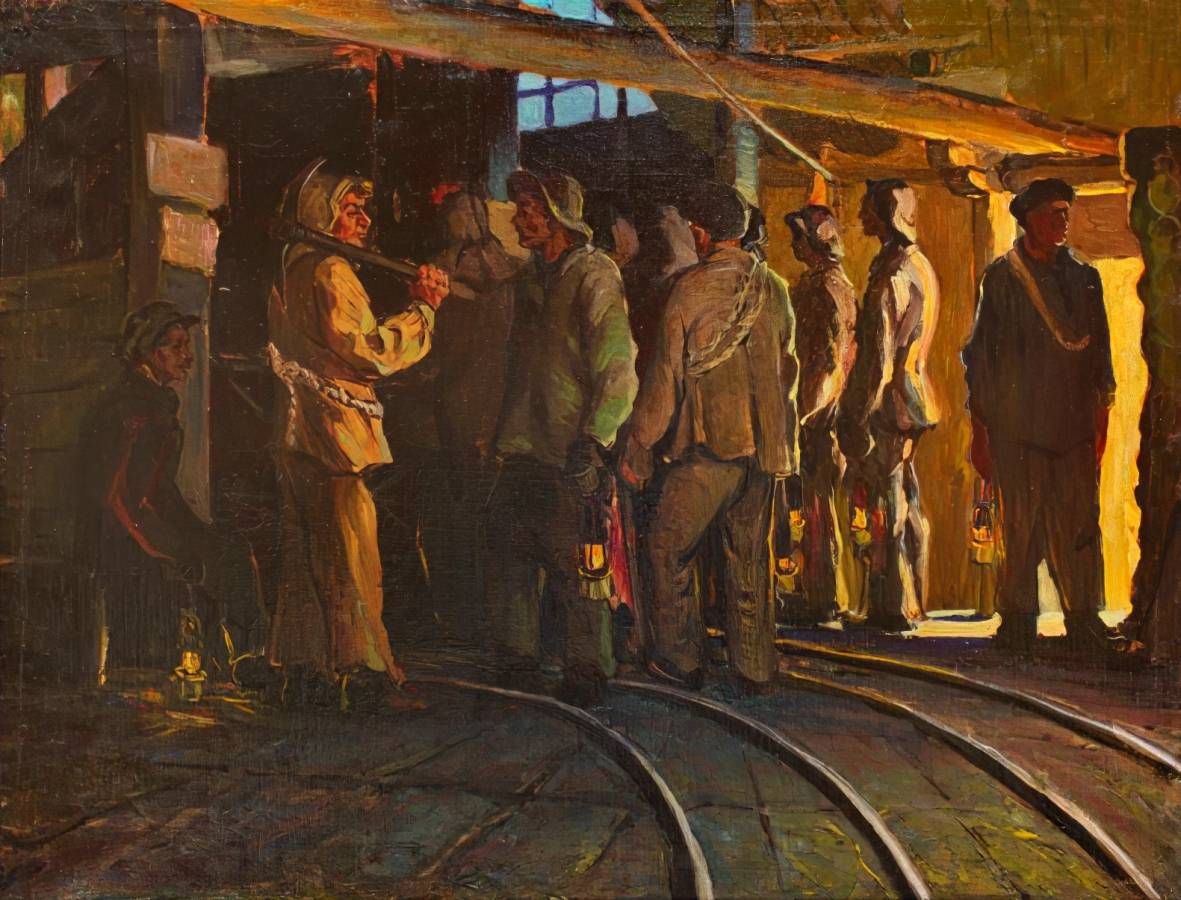 Николай Смолин. Перед спуском в шахту. 1928