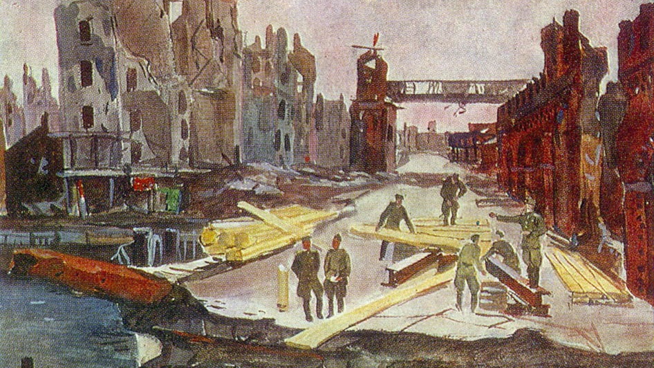 А. А. Дейнека, «Берлин, наводят мост», 1945 г.