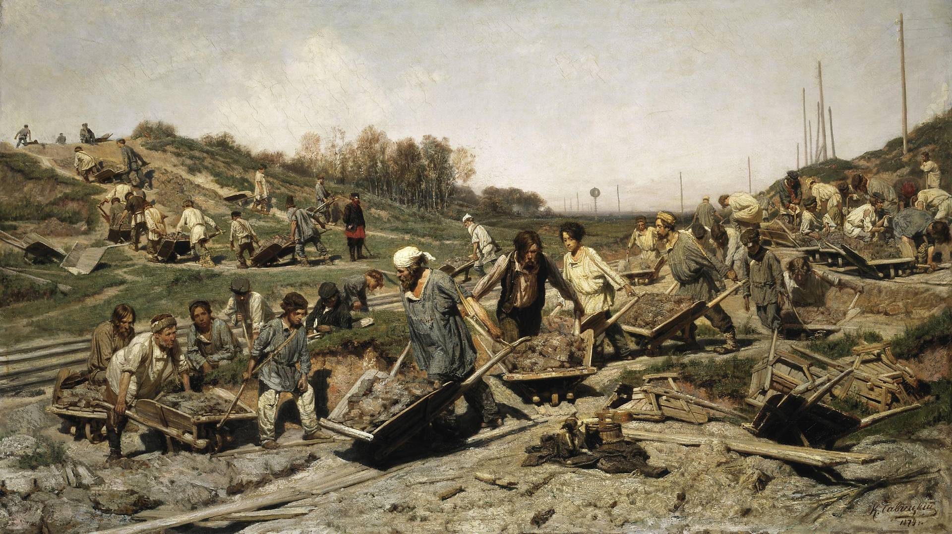 Константин Савицкий. Ремонтные работы на железной дороге. 1874
