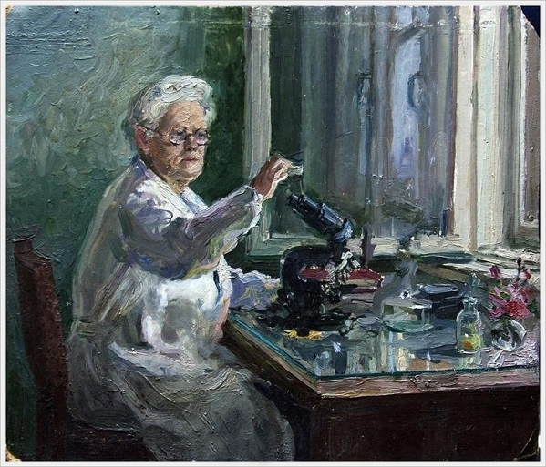 Ирина Федоровна Аристова. В лаборатории. 1950-е