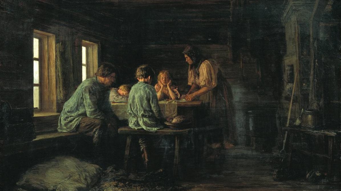 Василий Максимов. Бедный ужин. Фрагмент. 1879