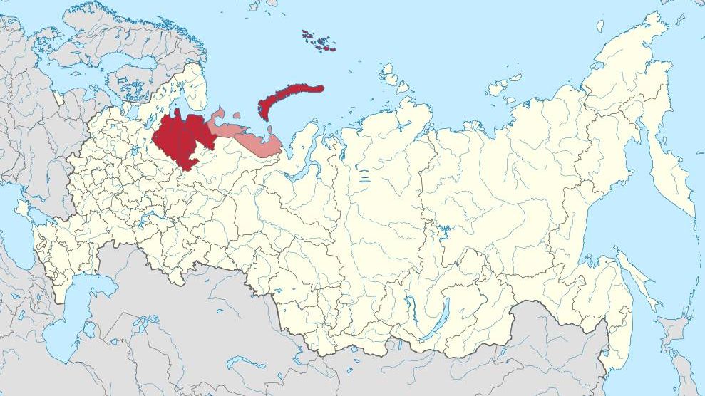 Архангельская область на карте России