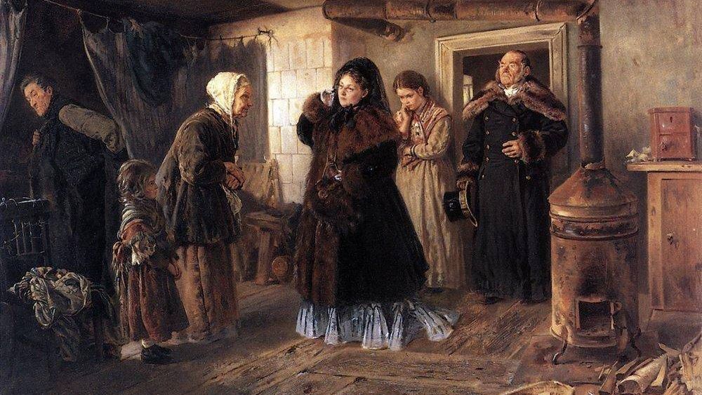 Константин Маковский. Посещение бедных. 1874