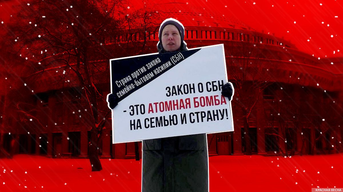 Пикет против закона о семейно-бытовом насилии в Новосибирске